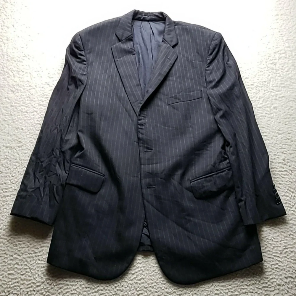 Brooks Brothers Suit Jacket Mens XL Gray Pinstripe 2 Button Notch Lapel Dress